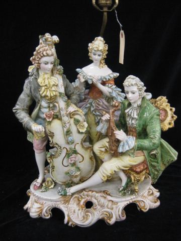 Italian Figural Pottery Lamp musicians 14b185