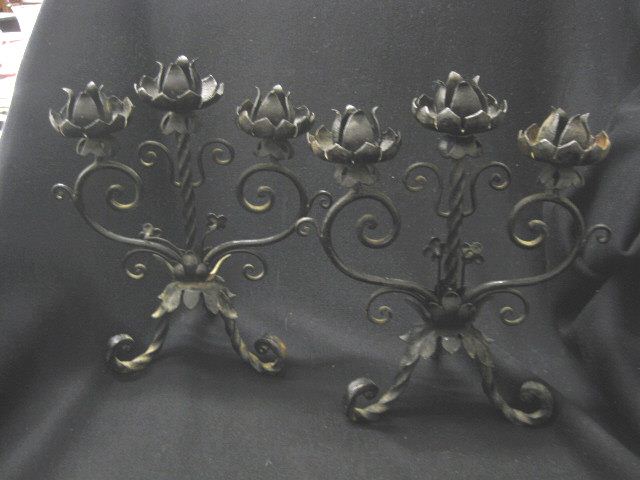 Pair of Wrought Iron Candleabra