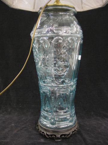 Blue Glass Table Lamp fancy panel 14b192