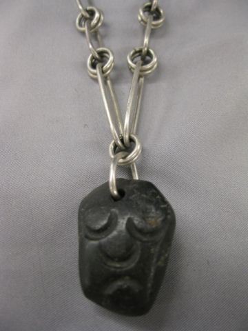 Sterling Carved Stone Pendant 14b19a