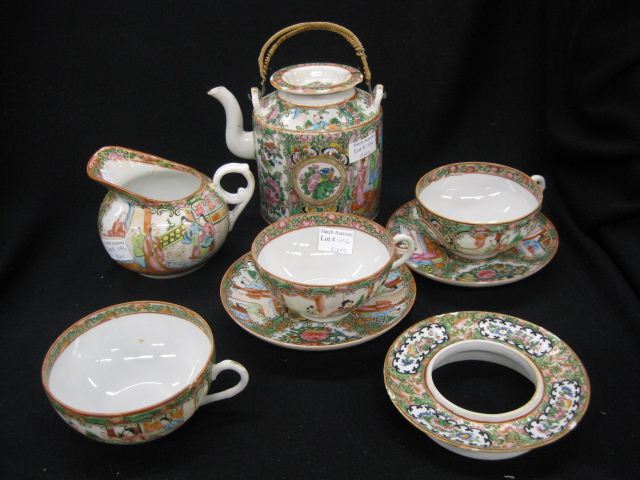 8 pcs Chinese Rose Medallion Porcelain teapot 14b1a0