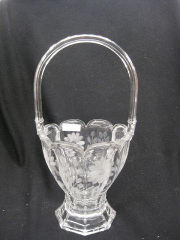 Heisey Etched Crystal Basket floral