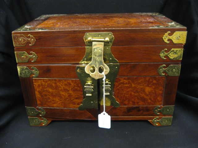 Oriental Wooden Jewelry Chest lift