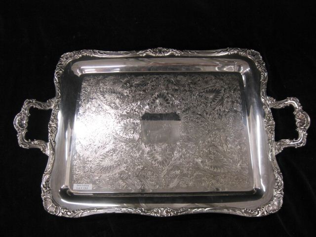 Silverplate Tray ornate design handled