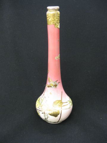Japanese Satsuma Pottery Vase butterfly 14b1d2