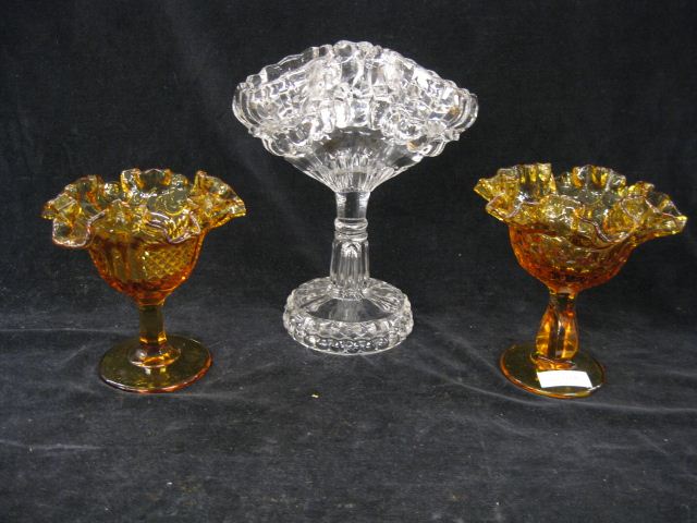 Pair of Amber Glass Compotes and 14b213