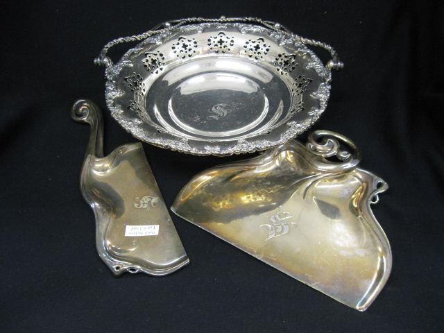 3 pcs. Victorian Silverplate;basket