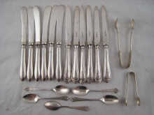 Two sets of six silver handled tea knives
