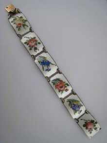 A Norwegian silver bracelet with enamelled