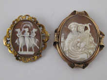 A carved shell cameo brooch depicting