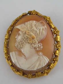 A finely carved shell cameo of a classical