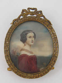 An oval hand painted miniature of a