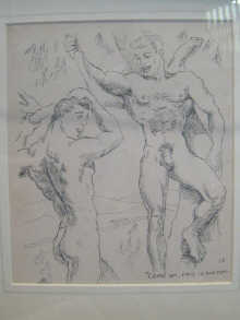 Two homoerotic prints each indistinctly