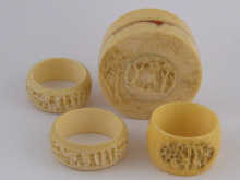 Ivory. A carved ivory pot 6.5cm diameter