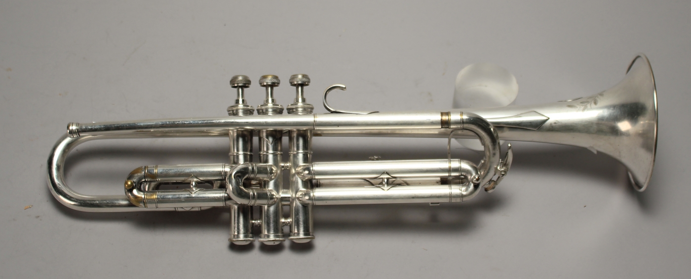 TONK BROS. CO. SILVER-PLATED TRUMPETCirca