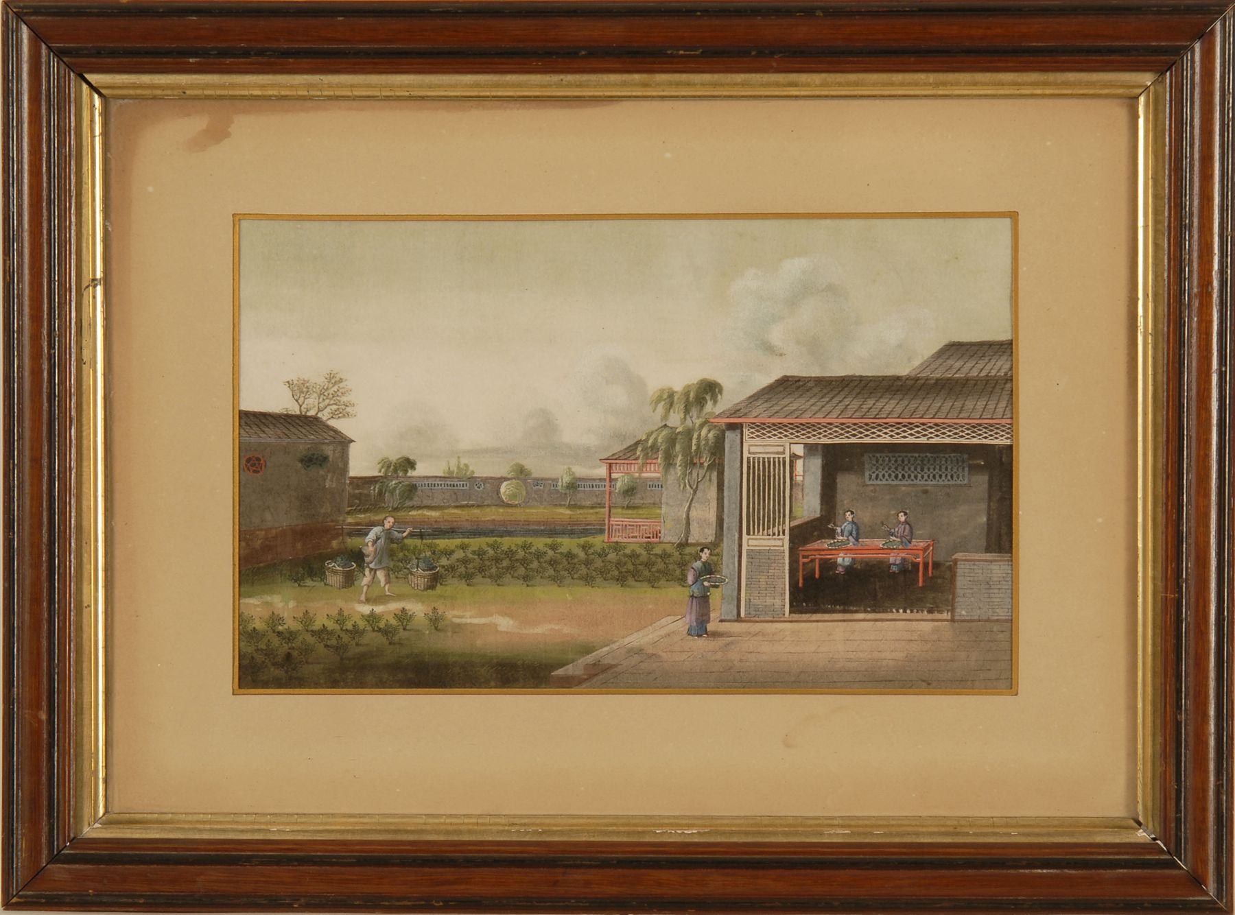 FRAMED CHINESE EXPORT PAINTING 14b4d8