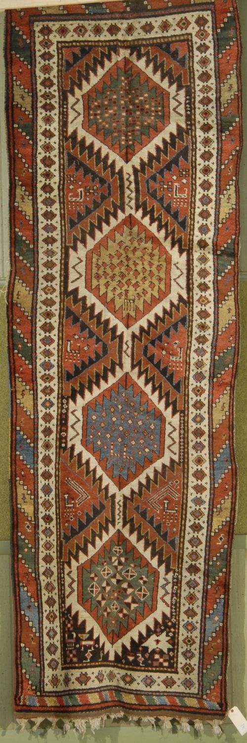 ORIENTAL RUG: KAZAK RUNNER3'7 x