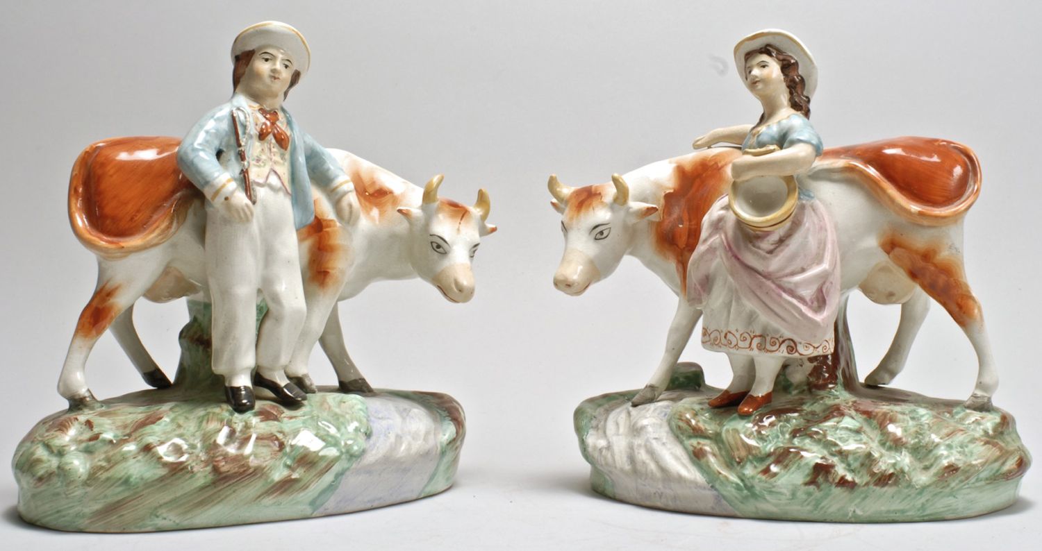 PAIR OF STAFFORDSHIRE FIGURE GROUPS19th