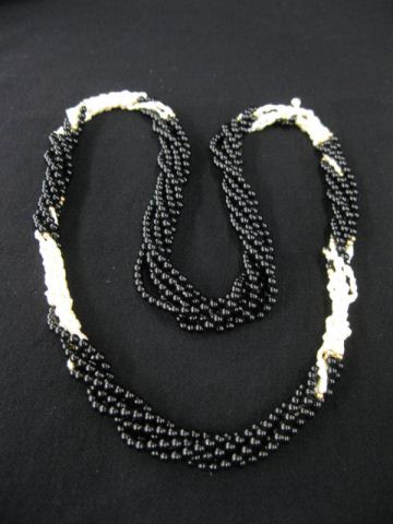 Black Onyx Bead & Pearl Necklace six