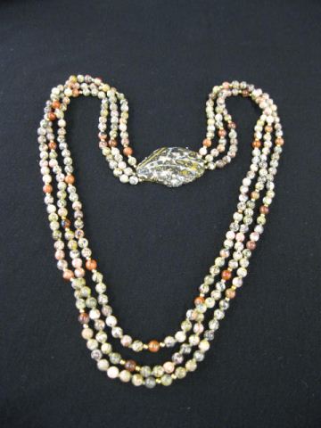 Jasper & Gemstone Bead Necklace triple