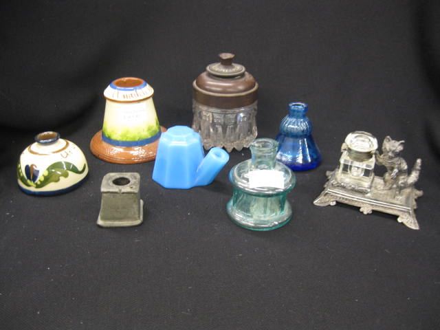 7 pc. Collection of Inkwells & Bottles