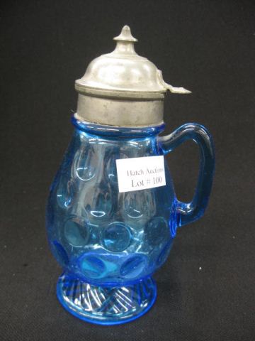 Victorian Blue Glass Syrup Pitcher 14b678