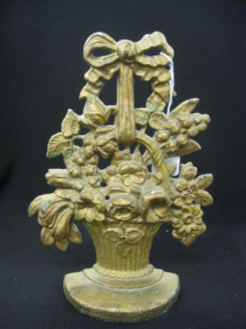 Figural Cast Iron Doorstop basket of