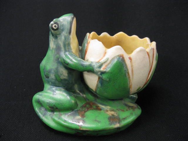 Weller Pottery Figural Frog Vase coppertone