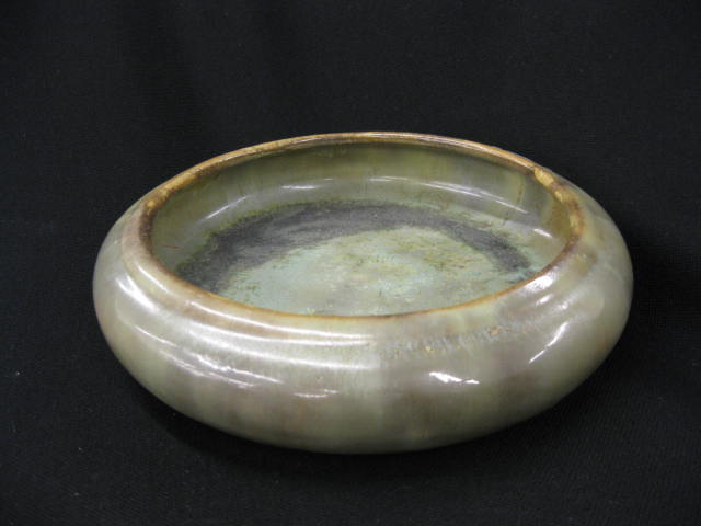 Fulper Pottery Bowl green & browns flambe