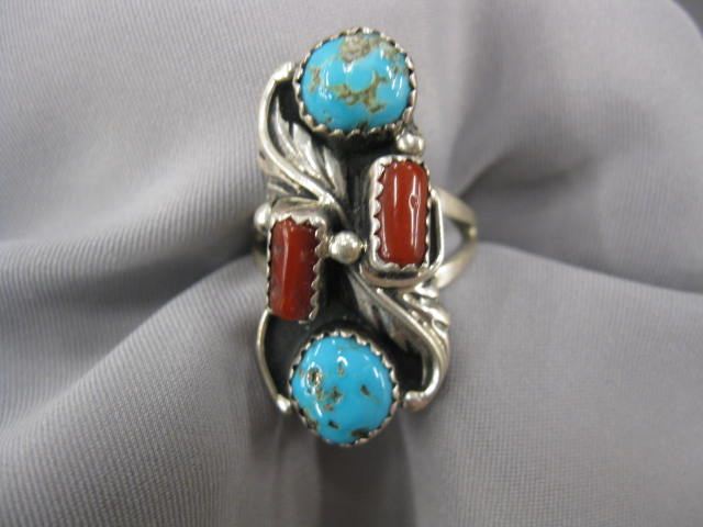 Indian Turquoise Coral Ring sterling  14b6ed