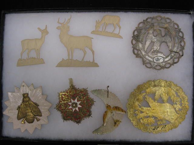 8 Victorian Dresden Paper Ornaments 14b6e4