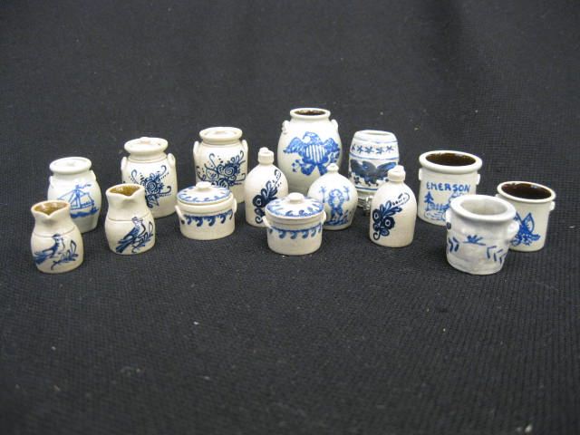 15 pcs Miniature Stoneware crocks 14b6f5