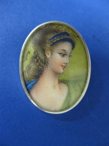 Miniature Painting on Ivory pin