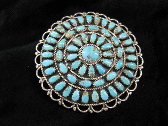 Navajo Turquoise Sterling Brooch 14b728