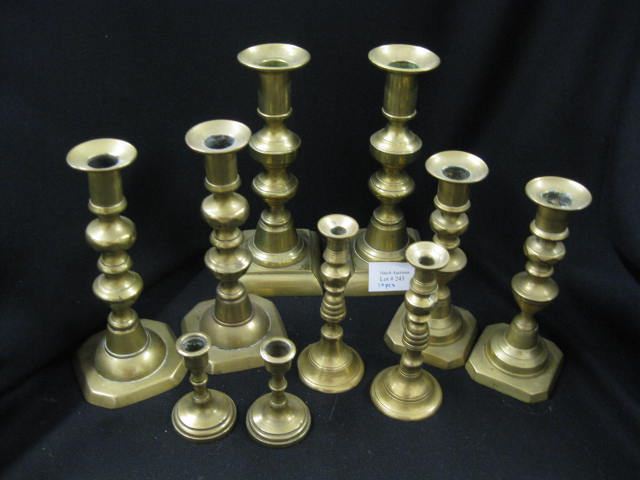 Collection of Brass Candlesticks five