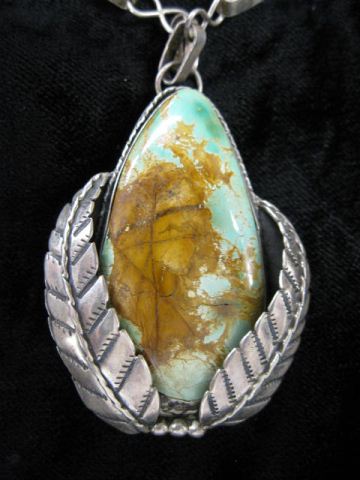 Navajo Turquoise Sterling Pendant 14b72a