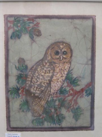 Painting on Silk owl on branch