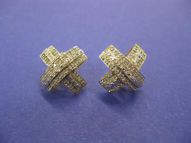 Diamond Earrings criss cross style 14b779