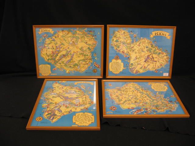 4 Hawaii Maps cartograph type printed