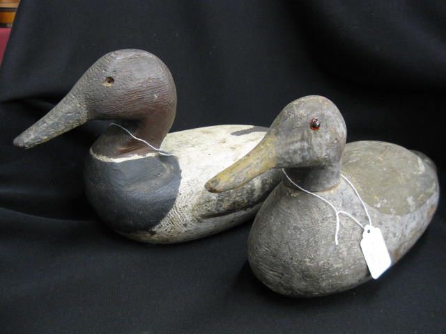 Two Decoys one is a blue wing teal hen