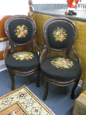 Pair of Victorian Needlepoint Side