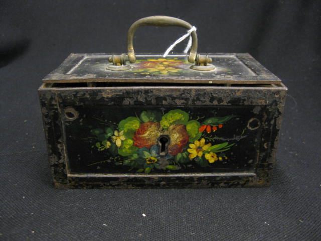 Tole Decorated Metal Strong Box 14b7b2