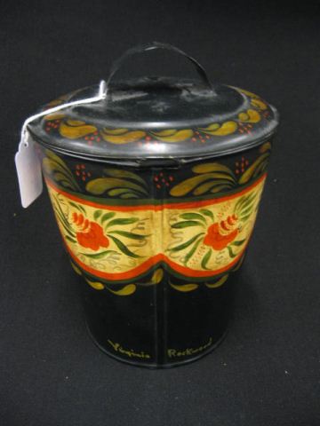 Tole Decorated Tin Covered Pail 14b7b3