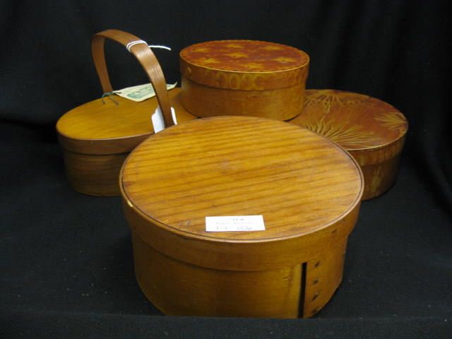 4 Shaker Type Wooden Boxes one 14b7ad