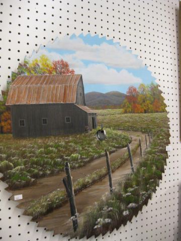 Handpainted Saw Mill Blade autumn farm