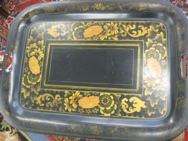 Tole Tray gold butterfly floral 14b7b6