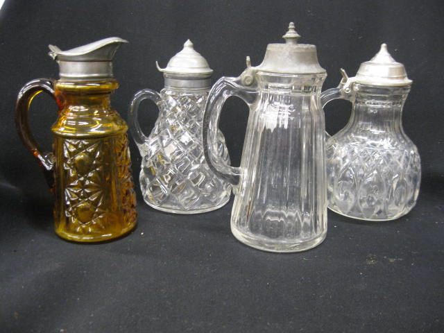 4 Victorian Glass Syrup Pitchers 14b7cf