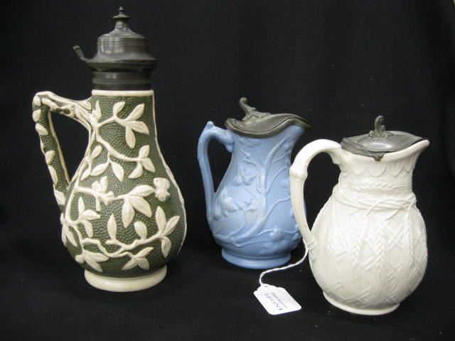 3 Victorian Syrup Pitchers English 14b7cd