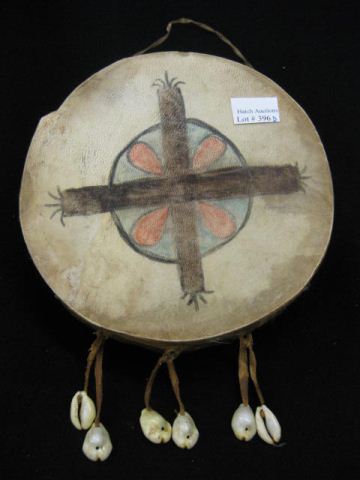 Plains Indian Hand Drum hide covered 14b7f4