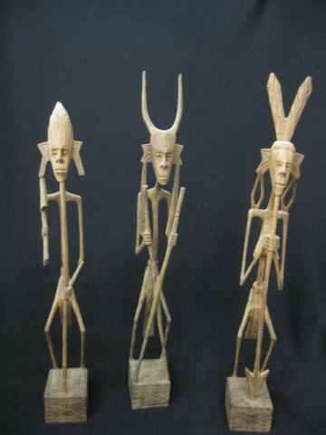 3 Carved Wooden Tribal Figurines